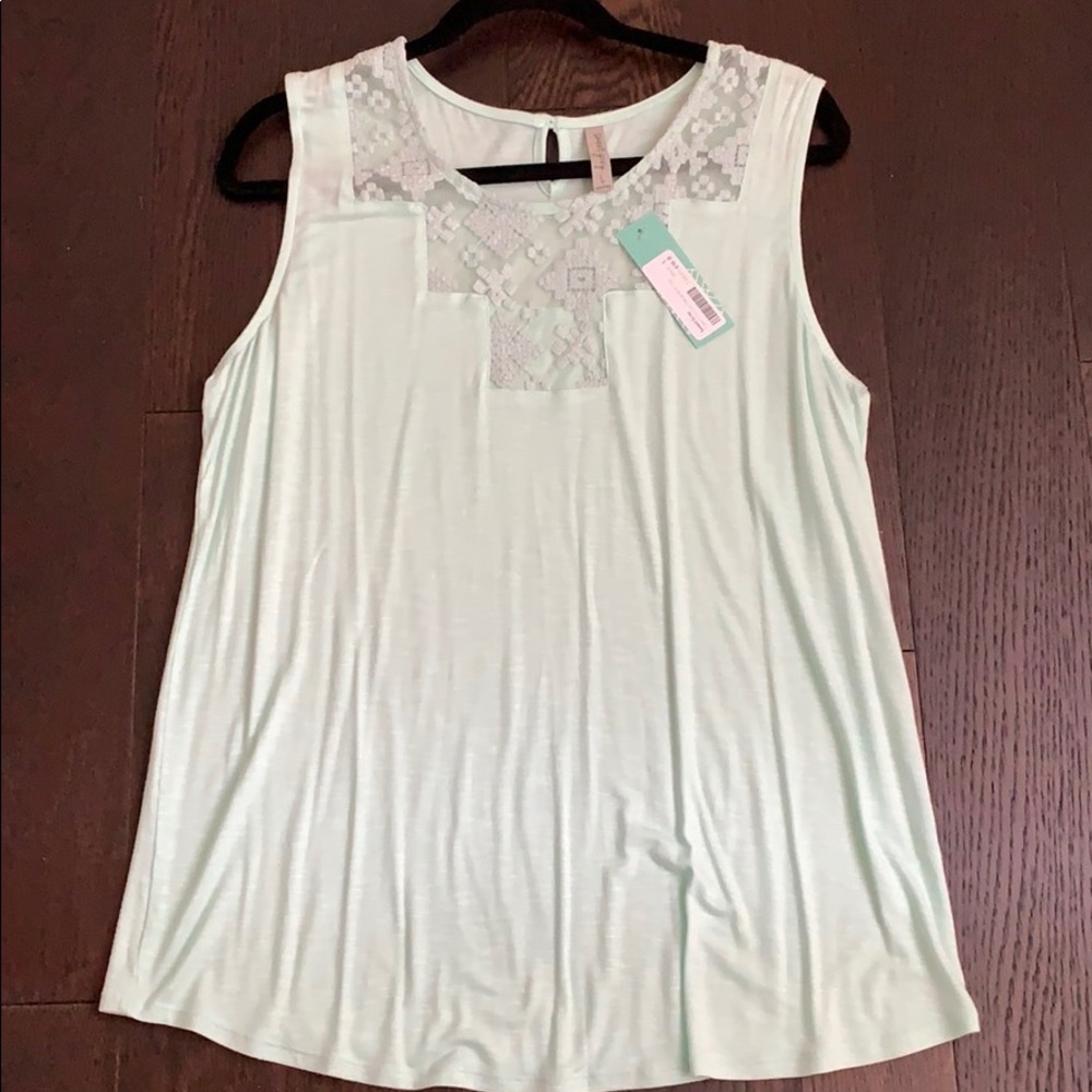 Sweet Grey Tulay Crochet Detail Knit Top